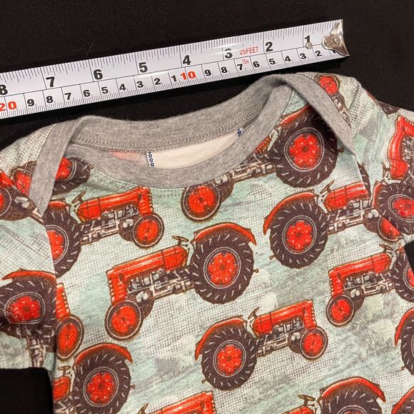 ~ 6mo Tractor Onesie Organic Little Wings Farm Farmer Stretch Baby Short Sleeves - Picture 12 of 13